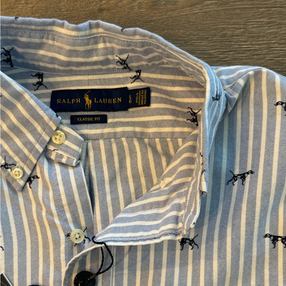 Polo Ralph Lauren Mens Classic Fit Hunting Dogs Striped Oxford Button Down Shirt - Picture 9 of 12
